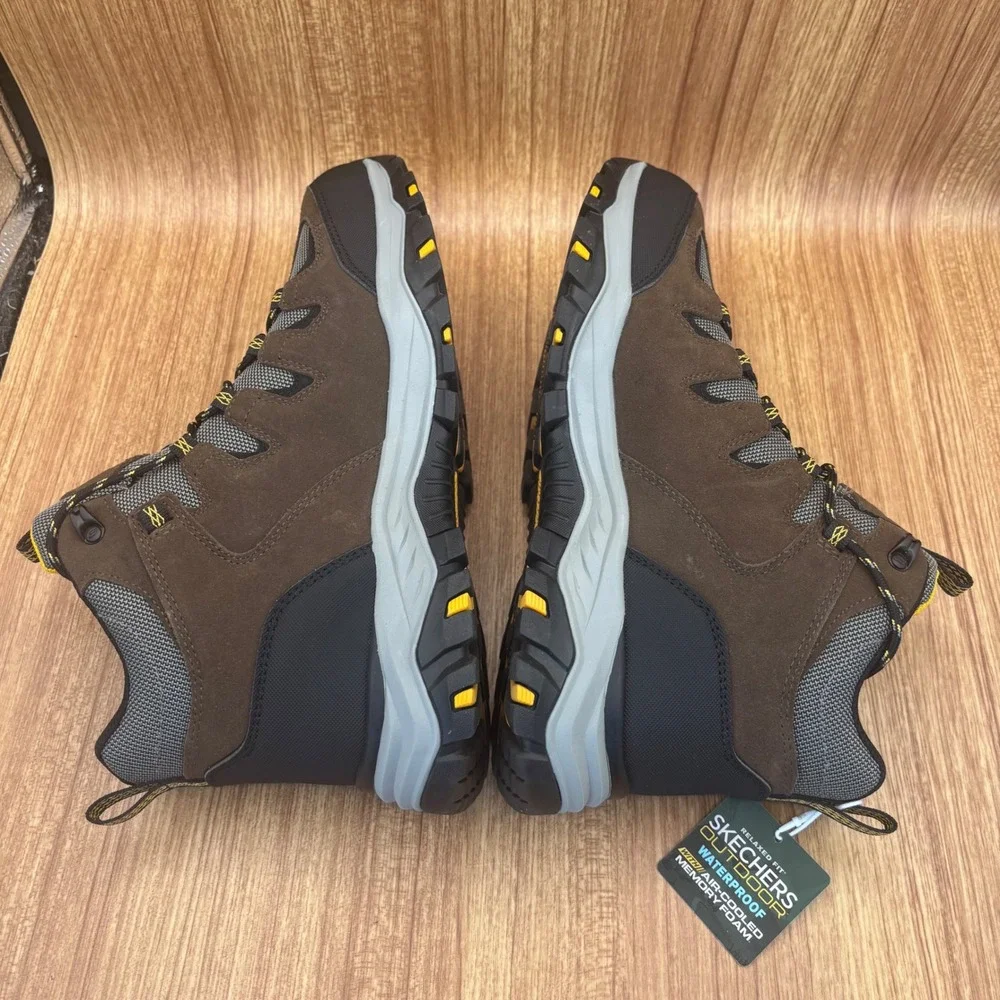 Skechers Rickter-Branson Hiking Boots Mens 9.5 Khaki NEW‎ Waterproof Relaxed Fit